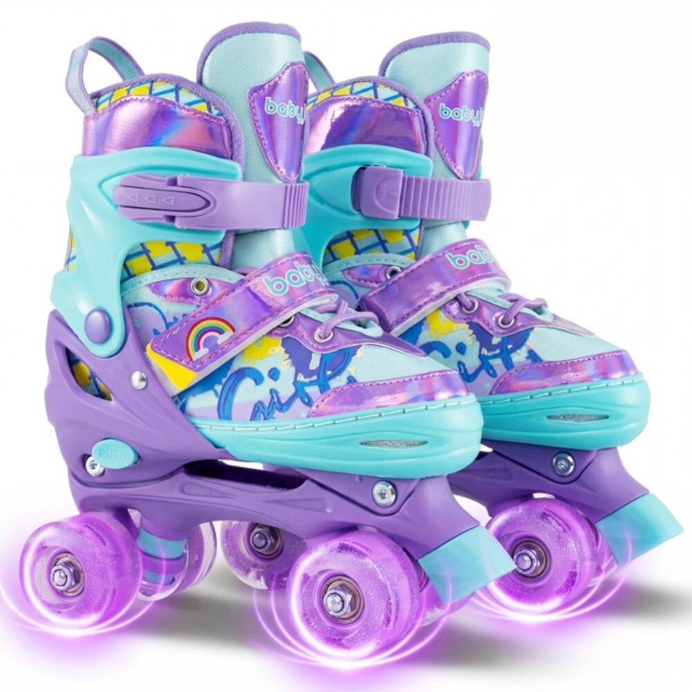 Adjustable Kids Roller Skates with Light-up Wheels and Safety Protection M Size